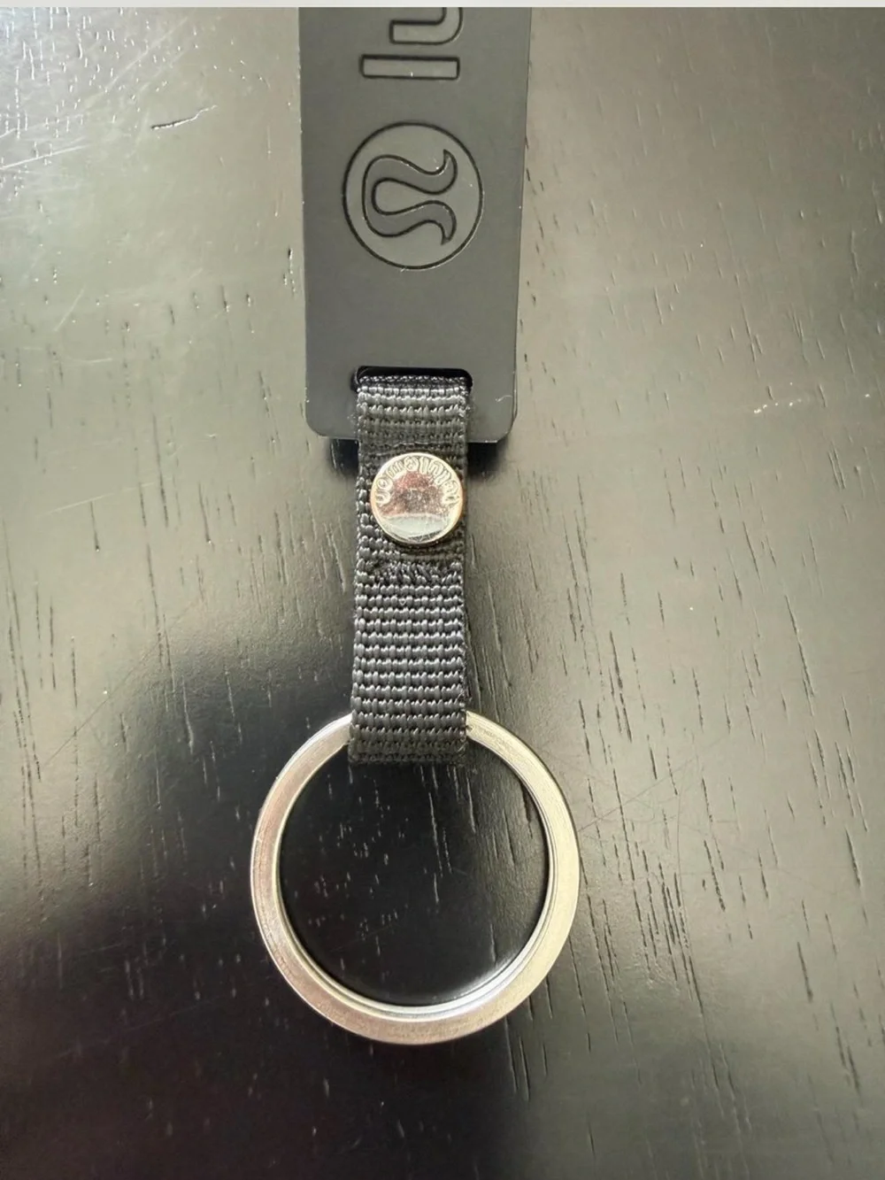 lululemon athletica Black Silicone Loop Keyring with Silver Ring